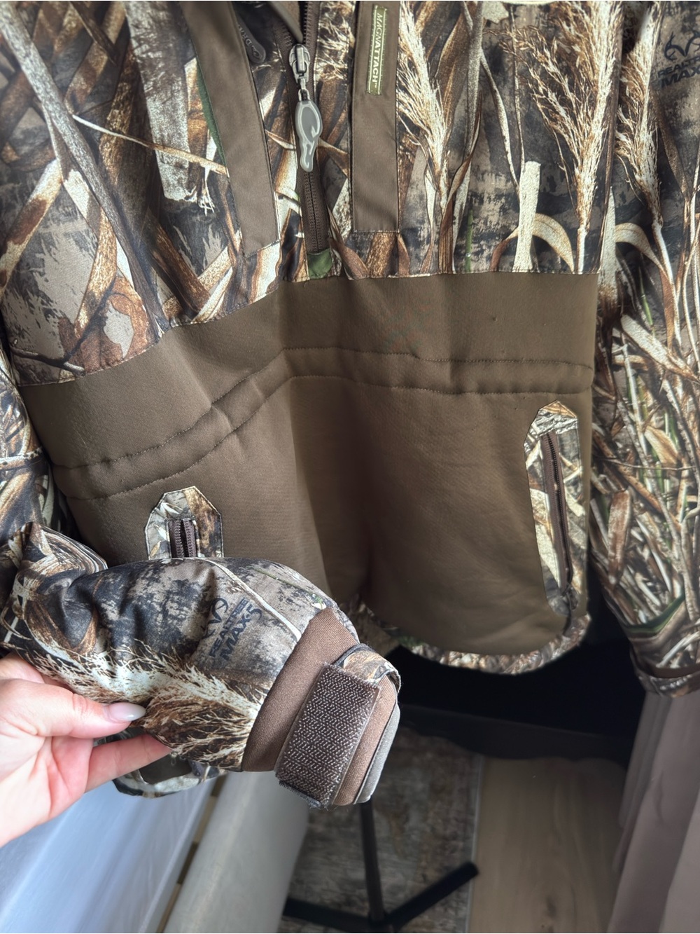 Drake Waterfowl Realtree Max-5 Fleece-Lined Camo Pullover Jacket - Brown/Green - Picture 3 of 5